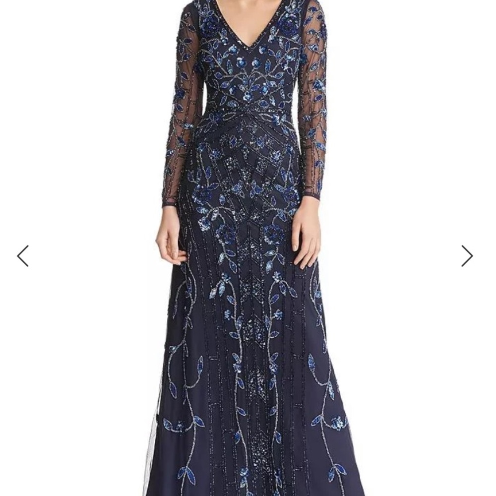 Aidan Mattox embellished sheer long sleeve long gown - Picture 9 of 17
